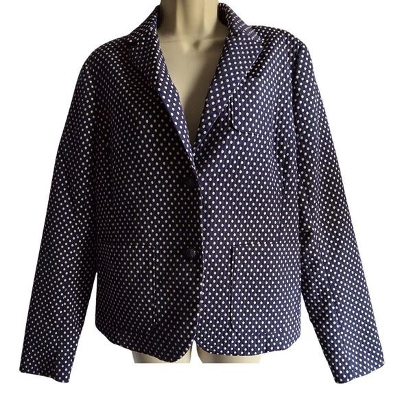 NWT Gap The Academy Blazer 12 Navy Blue Polka Dot Preppy - Picture 2 of 14